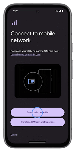 QR-Code scannen — Pixel eSIM setup