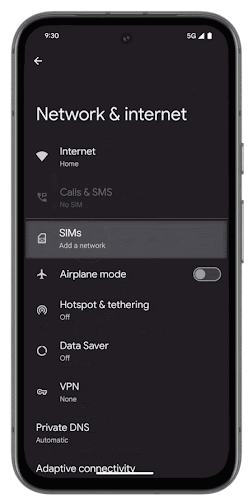 Auf eSIM hinzufügen tippen — Add a SIM on Pixel