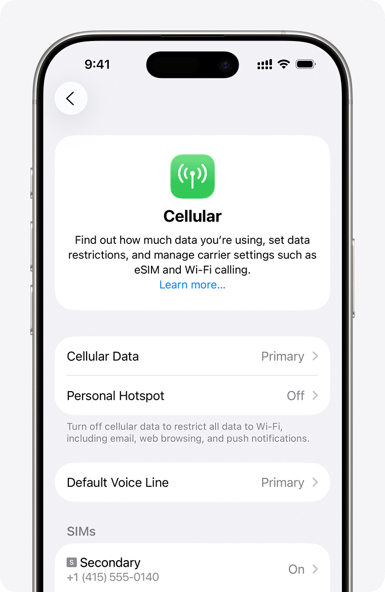Einstellungen öffnen, auf Mobilfunk tippen — iPhone Cellular settings